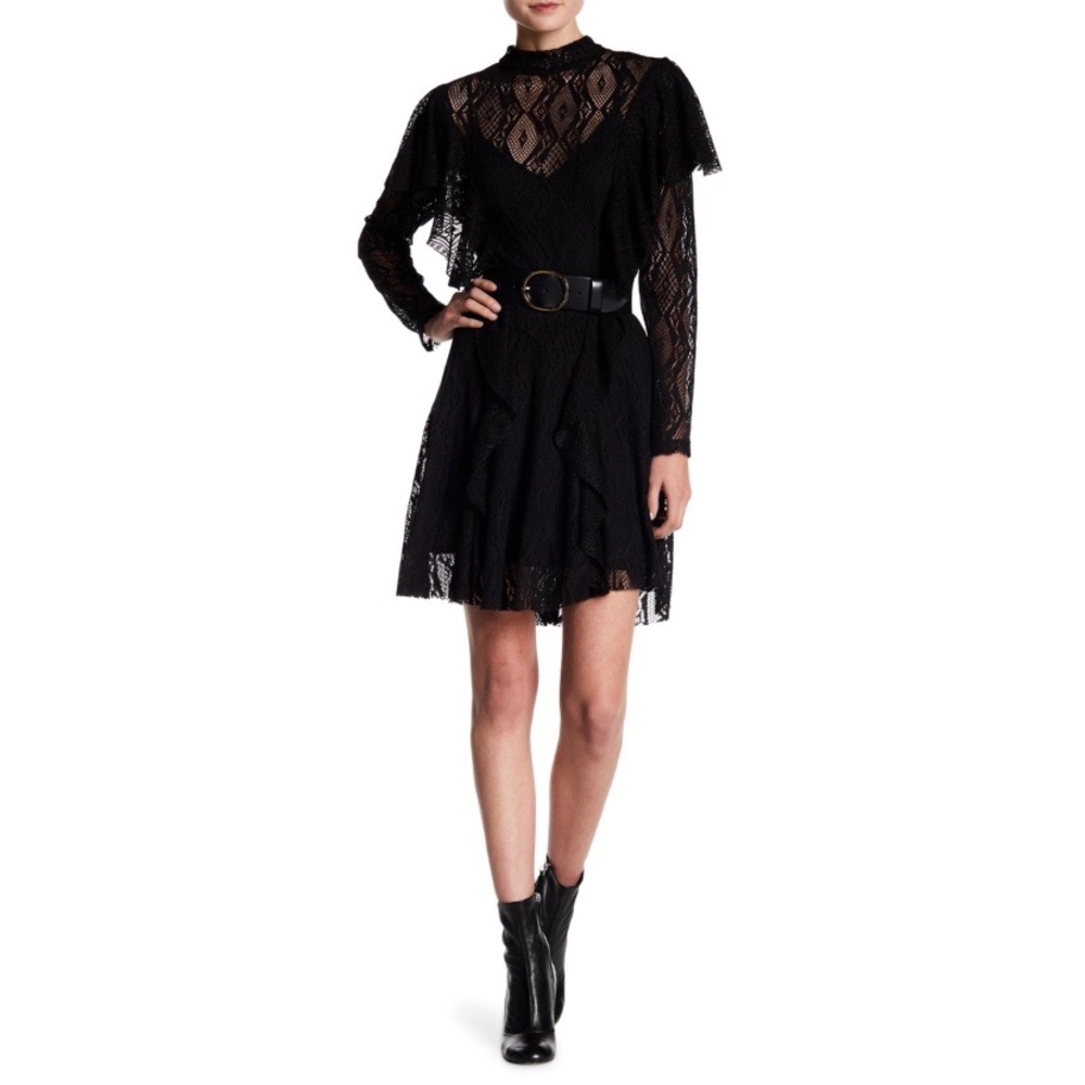 Free People Mock Neck Lace Dress